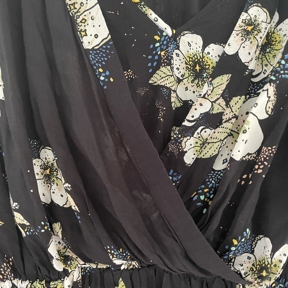 Free People Black Tuscan Dreams Floral Blouse, S - Picture 7 of 14